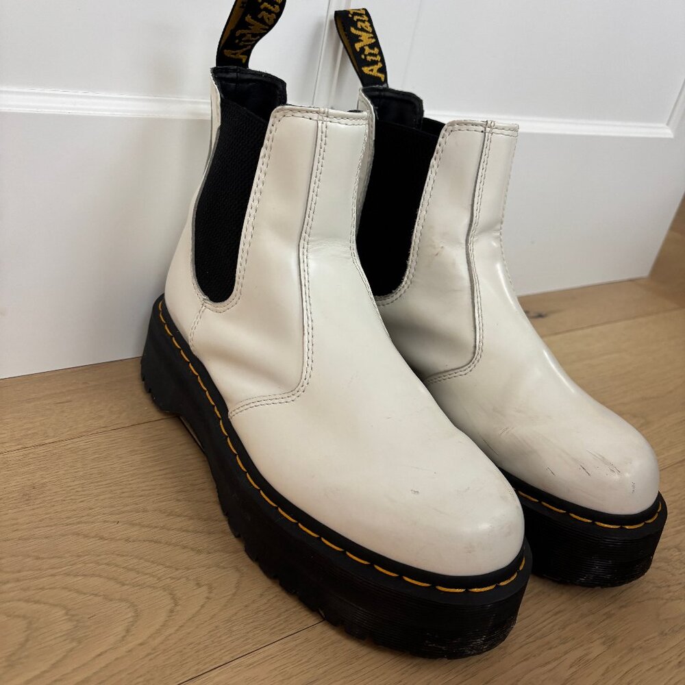 Dr Marten White Platform Boots - Women's 9